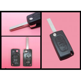 Peugeot 207 307 SW 3 Button FOB Remote Key CASE Uncut Blade HU83