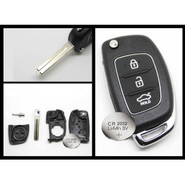 Hyundai IX35 i20 3 Button FOB Remote Key CASE Uncut Blade + new battery 2032