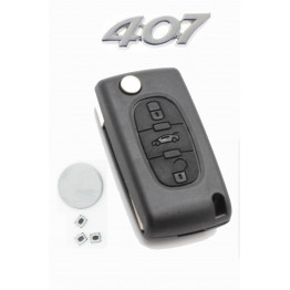 Peugeot 407 3 Button Remote flip key FOB Repair Refurbishment Kit 
