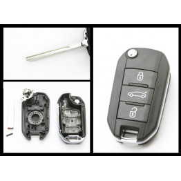 Peugeot 208 308 508 Replacement 3 Button FOB Remote Key CASE + Uncut Blade